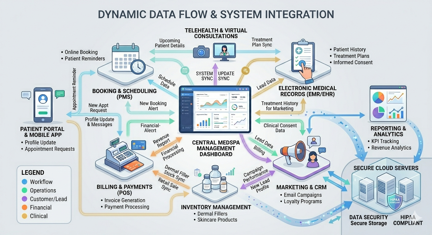Visual showing how the 7 systems connect and share data