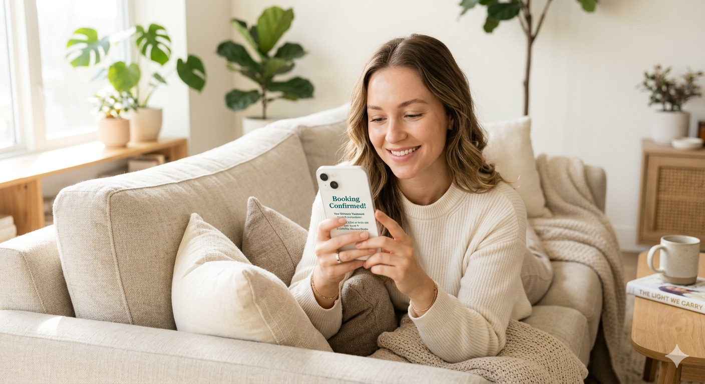 A patient using ChatGPT on phone, medspa AI search ranking, or AI platform interface